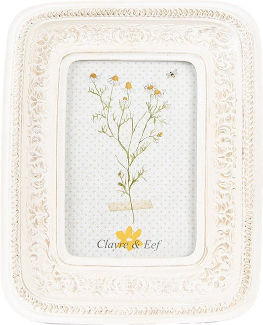 Clayre & Eef Fotolijst 10x15 cm Beige Kunststof Glas Fotokader Wissellijst Foto Frame