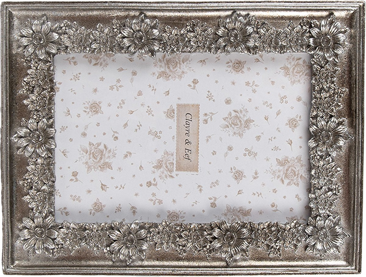 Clayre & Eef Fotolijst 10x15 cm Zilverkleurig Kunststof Glas Fotokader