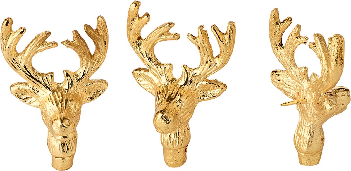 Kaarsenpin Set van drie stuks - goud hert - pin voor kaars -