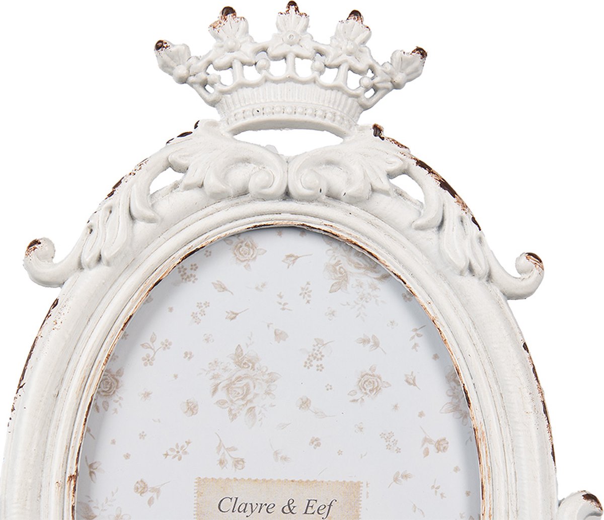 Clayre & Eef Fotolijst 9x13 / Ø 5 cm Wit IJzer Glas Fotokader
