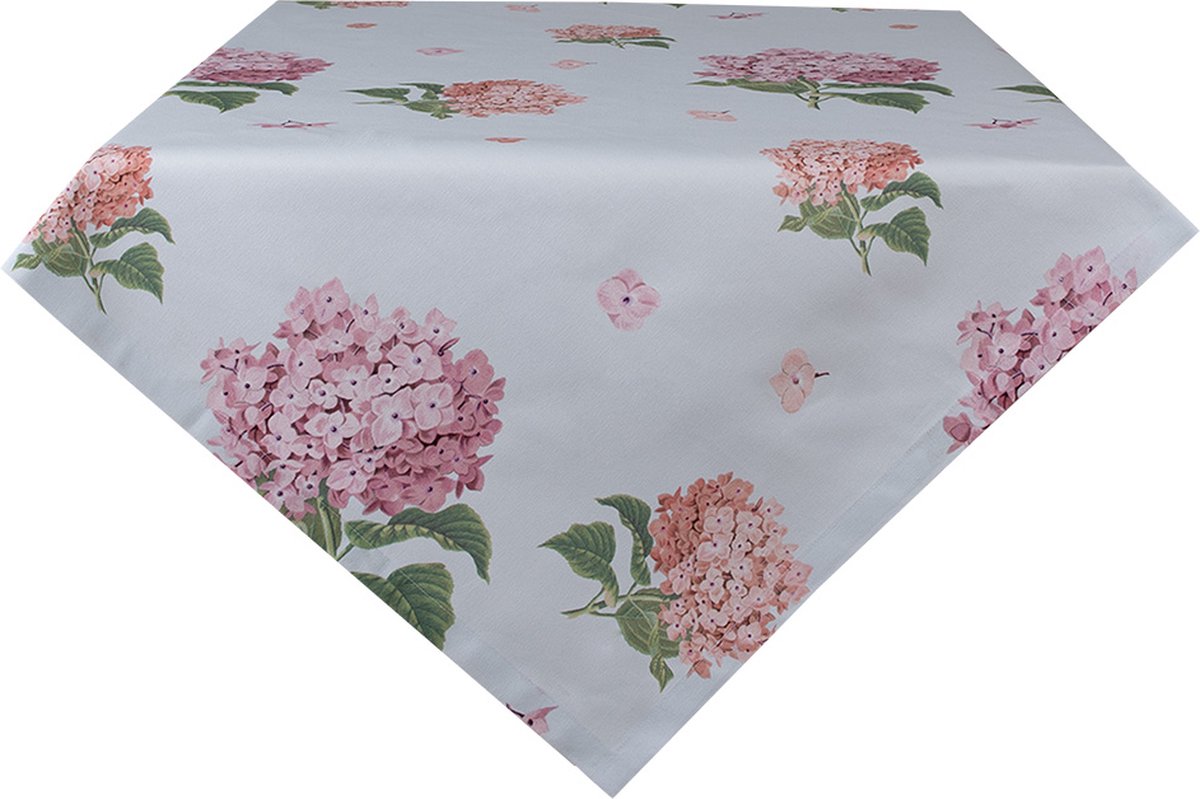 Clayre & Eef Tafelkleed 100x100 cm Blauw Roze Katoen Vierkant Hortensia