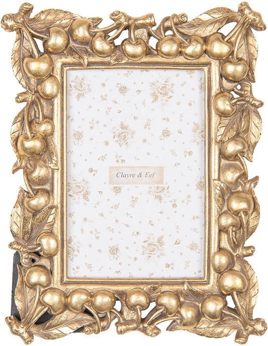 Clayre & Eef Fotolijst 10x15 cm Goudkleurig Kunststof Glas Kersen