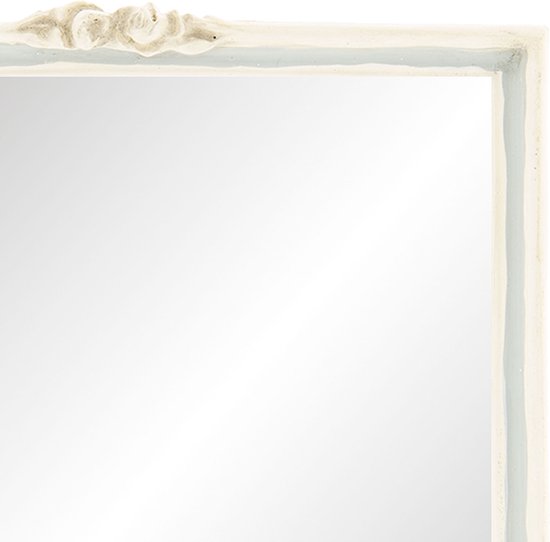 Clayre & Eef Wandspiegel 22*2*28 cm Wit Kunststof Rechthoek Grote Spiegel Muur Spiegel Wand Spiegel