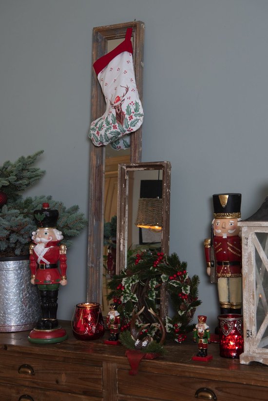 Clayre & Eef Haak Kerstsok Gewei 18*24*15 cm Rood Bruin Kunststof