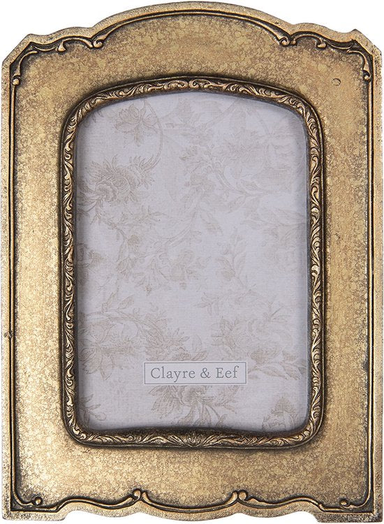 Clayre & Eef Fotolijst 15*2*21 cm / 10*15 cm Bruin Kunststof Glas Rechthoek Fotokader Wissellijst Foto Frame