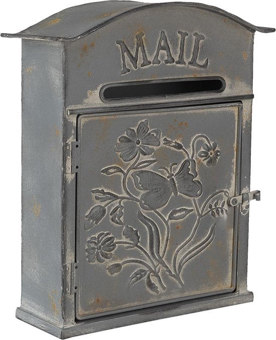 Clayre & Eef Brievenbus Muur 26*10*31 cm Bruin Metaal Rechthoek Mail Wandbrievenbus Brievenbus Hangend
