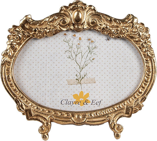 Clayre & Eef Fotolijst 10x15 cm Goudkleurig Kunststof Glas Ovaal Fotokader