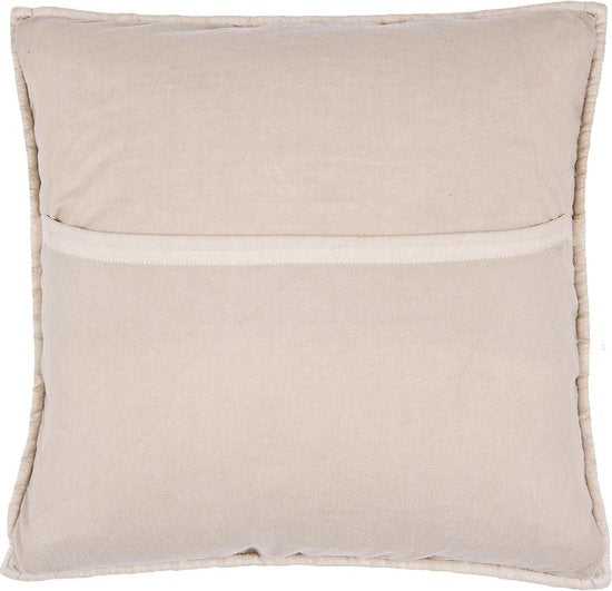 Clayre & Eef Kussenhoes 50*50 cm Beige Katoen Polyester Vierkant Sierkussenhoes Kussen hoes