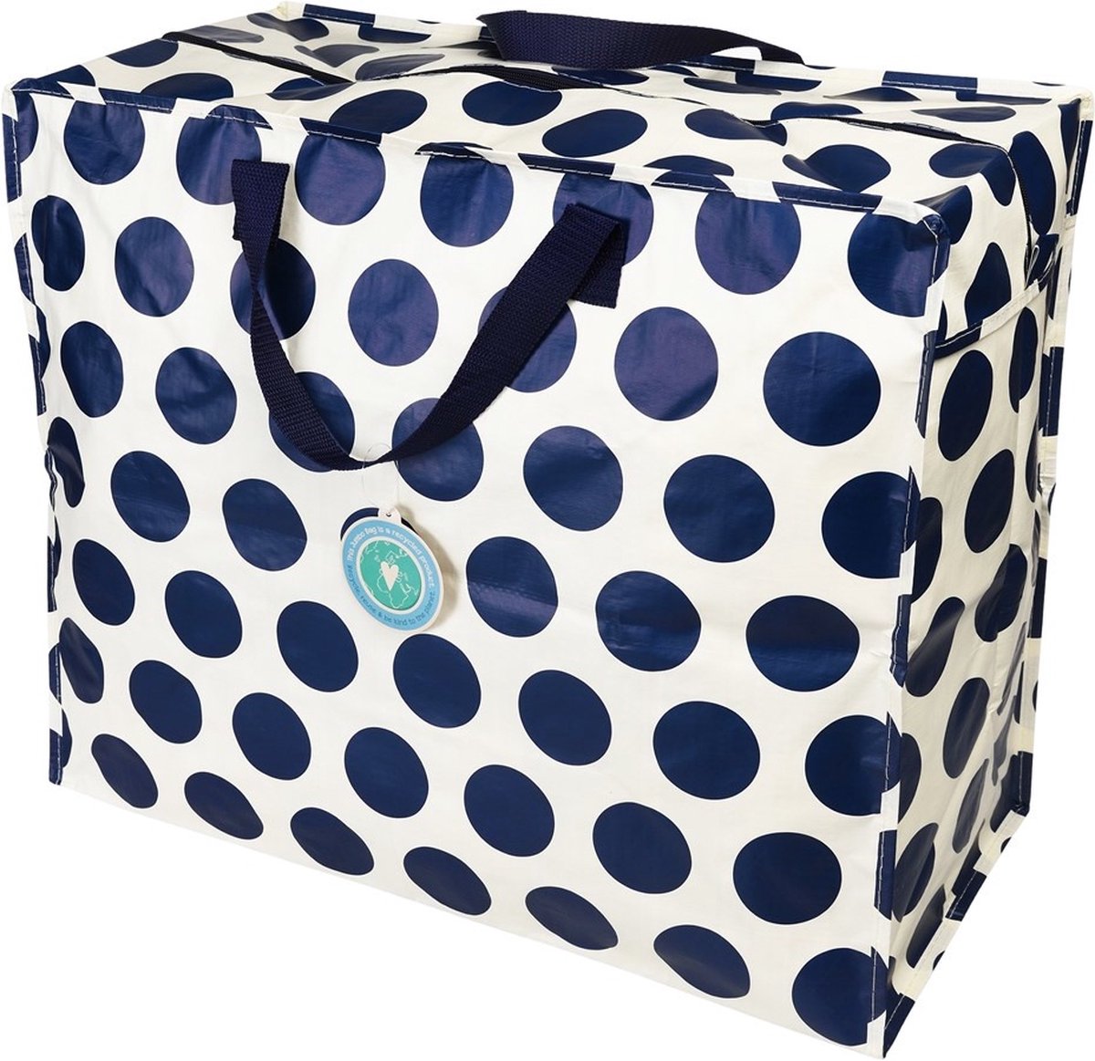 XXL tas / Jumbo shopper Spotlight navy on cream - Blauwe stip