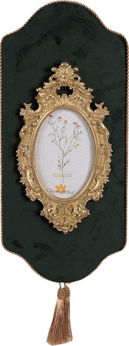 Clayre & Eef Fotolijst 10x15 cm Groen Goudkleurig Kunststof Glas Wanddecoratie