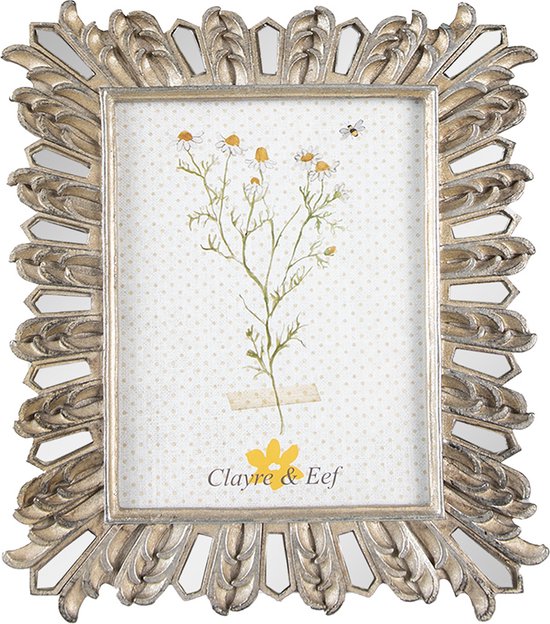Clayre & Eef Fotolijst 13x18 cm Zilverkleurig Kunststof Glas Fotokader Wissellijst Foto Frame
