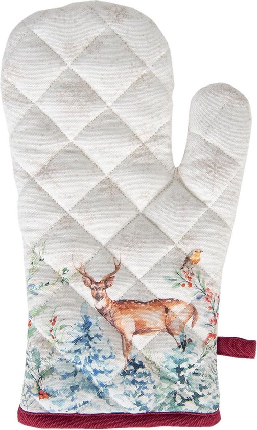 Clayre & Eef Ovenwant 18*30 cm Meerkleurig Katoen Kerst Ovenhandschoen Cadeau voor haar