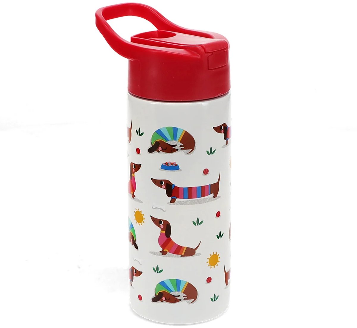 Drinkfles roestvrijstaal met drinktuit Teckel / Sausage dog van Rex London