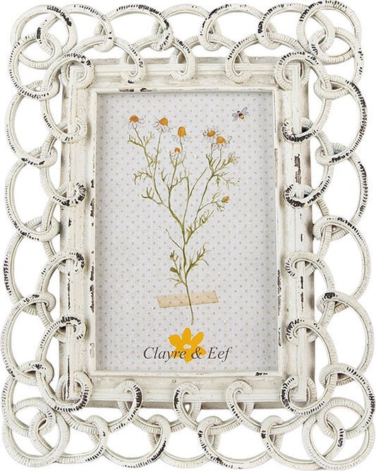 Clayre & Eef Fotolijst 10x15 cm Beige Kunststof Glas Fotokader Wissellijst Foto Frame