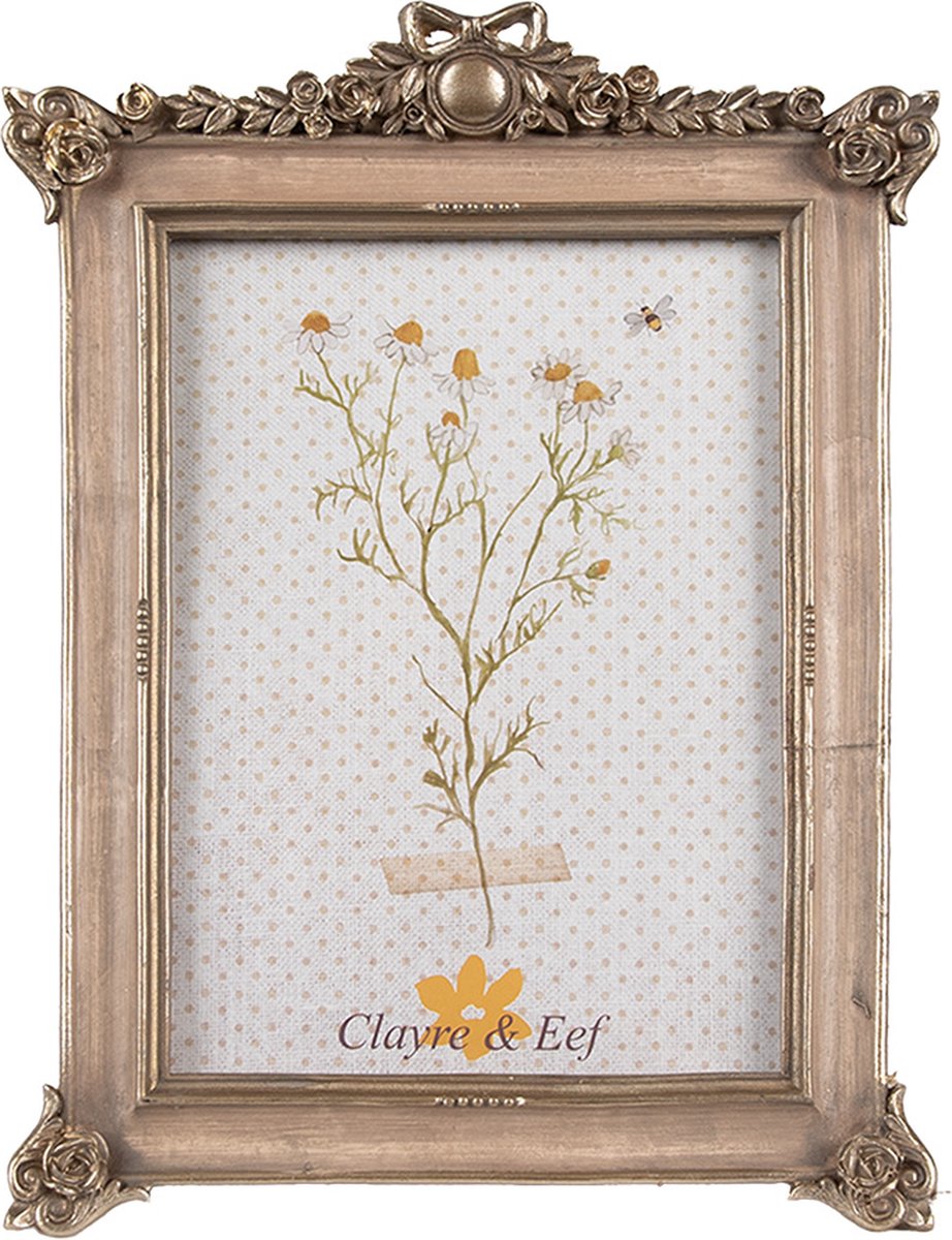 Clayre & Eef Fotolijst 13x18 cm Goudkleurig Kunststof Glas Fotokader