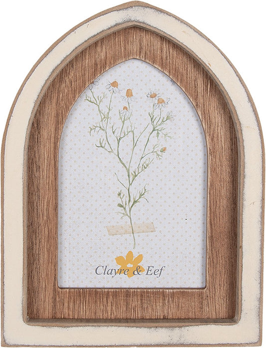 Clayre & Eef Fotolijst 10x15 cm Bruin Beige Houtproduct Rechthoek Fotokader