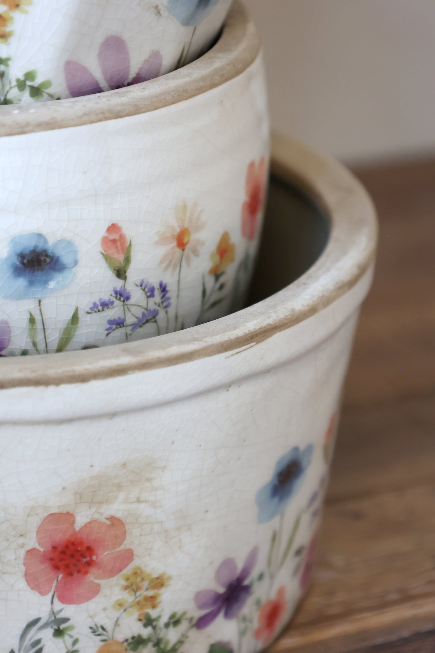 Chic Antique Fleurville Bloempot / Plantenpot – Met Wilde Bloemen decoratie – Frans-landelijke Decoratie