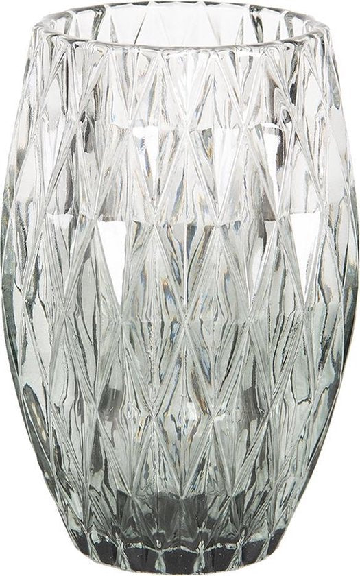 Clayre & Eef Glazen Theelichthouder 6GL2517 Ø 9*13 cm - Groen Glas