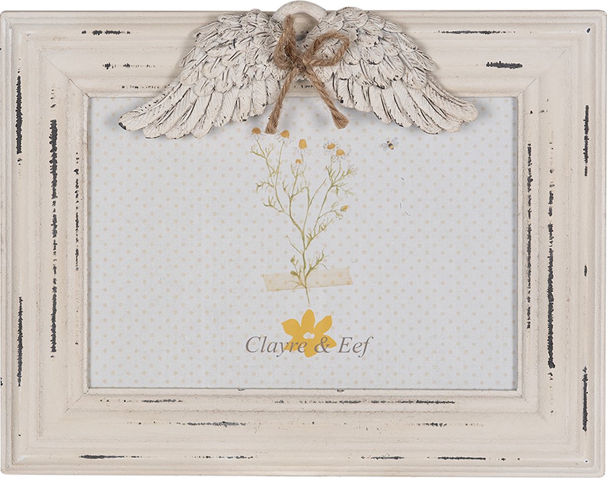 Clayre & Eef Fotolijst 18x13 cm Wit Houtproduct Fotokader