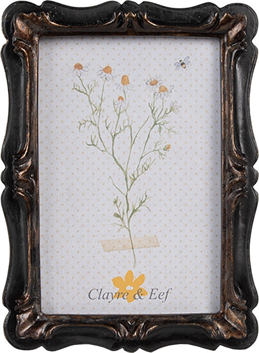 Clayre & Eef Fotolijst 10x15 cm Zwart Bruin Kunststof Glas Rechthoek Fotokader