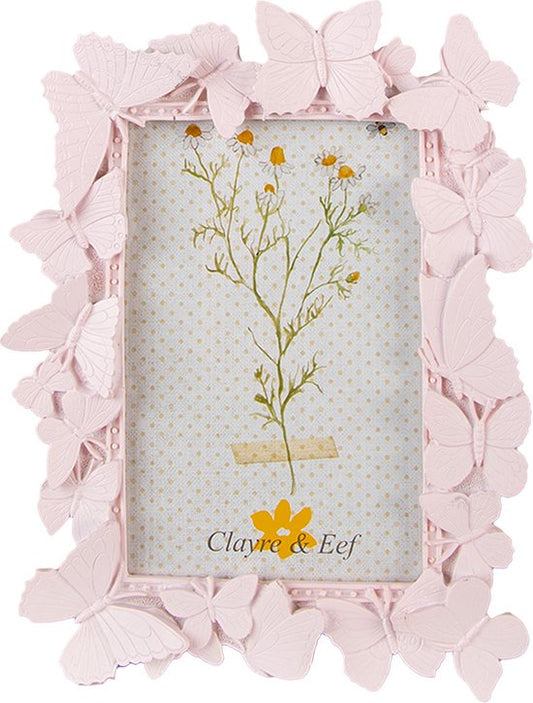 Clayre & Eef Fotolijst 10x15 cm Roze Kunststof Glas Fotokader Wissellijst Foto Frame