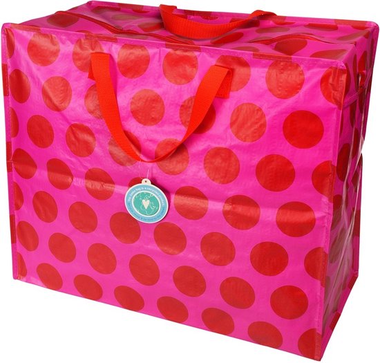 XXL tas / Jumbo shopper Spotlight red on pink - Roze met rode stip