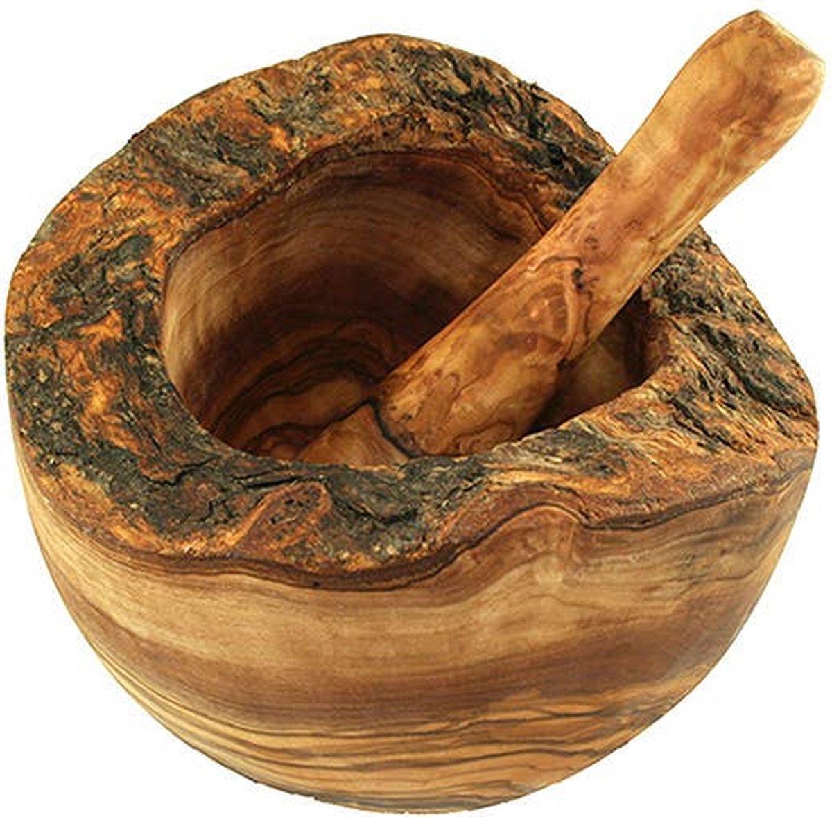 Vijzel met Stamper - Rustiek - Olijfhout - Vijzel - Ø 14 cm