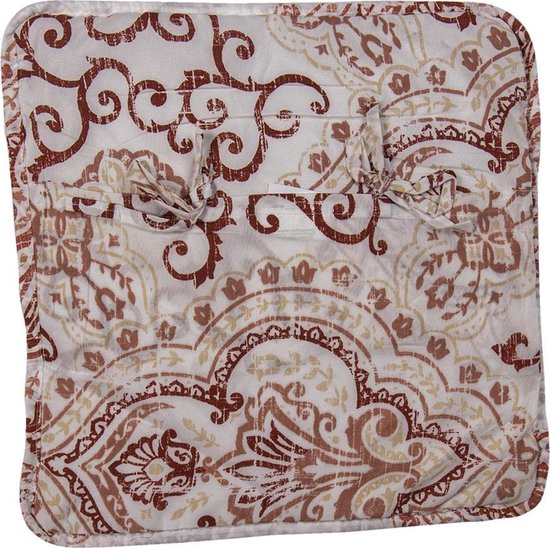 Clayre & Eef Kussenhoes 40*40 cm Wit Polyester Vierkant Krullen Sierkussenhoes Kussen hoes