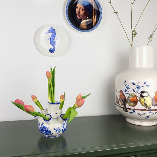 Tulpenvaas bloem | Heinen Delfts Blauw | Delfts blauwe vaas | Tulpenvaas |