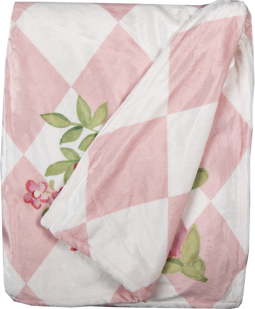 Clayre & Eef Plaid 130x170 cm Roze Wit Polyester Deken