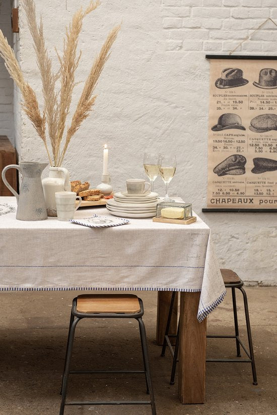 Clayre & Eef Keukenschort 70x85 cm Beige Katoen Haan BBQ Schort Cadeau voor haar Kookschort