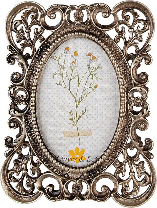 Clayre & Eef Fotolijst 10x15 cm Zilverkleurig Kunststof Glas Fotokader Wissellijst Foto Frame