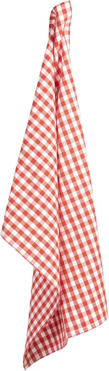 Clayre & Eef Theedoek 50x70 cm Rood Wit Katoen Ruit Keukenhanddoek