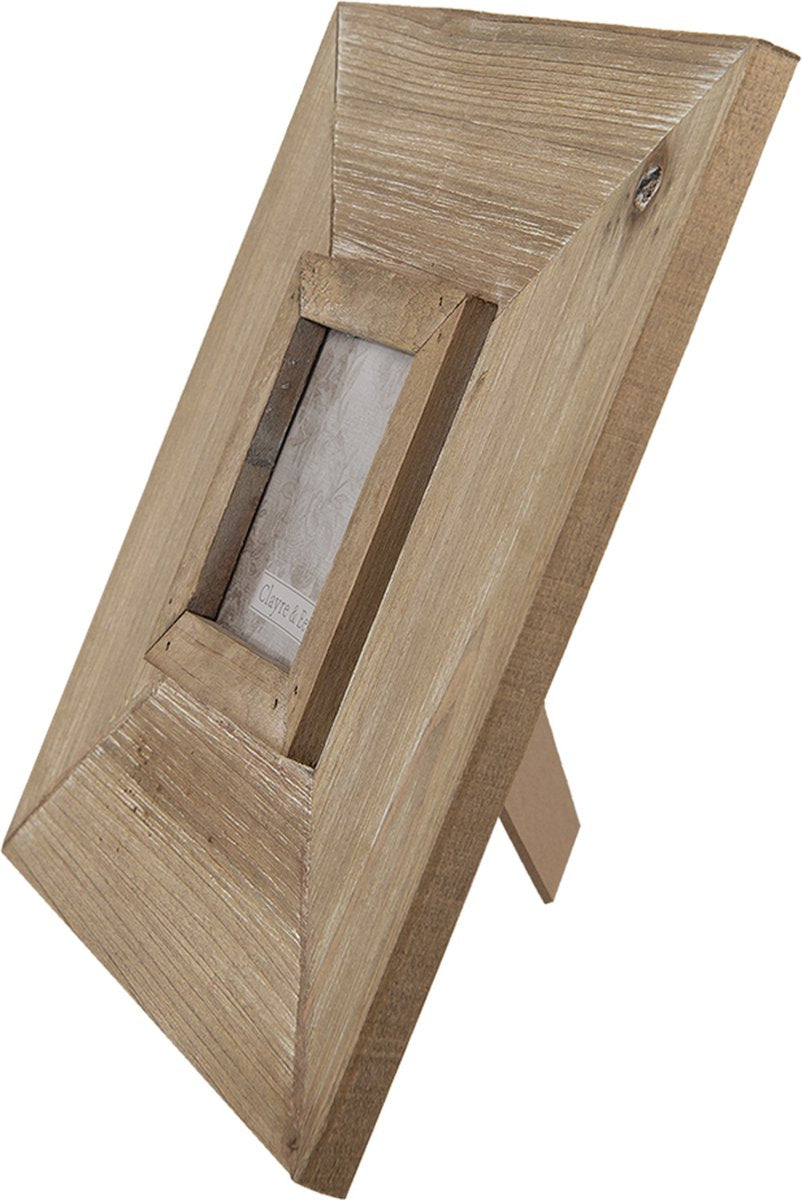 Clayre & Eef Fotolijst Bruin Hout Vierkant Fotokader Wissellijst Foto Frame