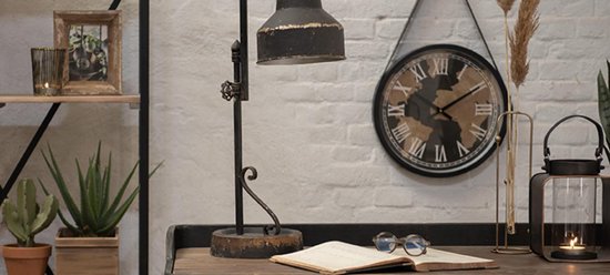 Clayre & Eef Vaas Ø 10*35 cm Koperkleurig Metaal Rond Glazen Vaas Bloempot Binnen