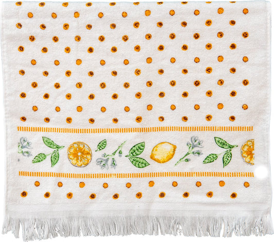 Clayre & Eef Gastendoekje 40x66 cm Geel Katoen Citroenen Toilet handdoek Kleine handdoek Gastendoek