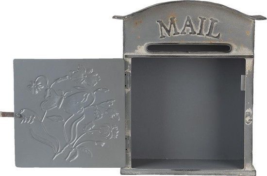 Clayre & Eef Brievenbus Muur 26*10*31 cm Bruin Metaal Rechthoek Mail Wandbrievenbus Brievenbus Hangend