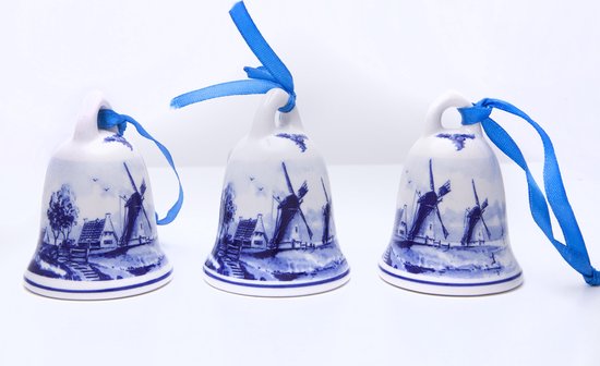 Kerstbel molen | 3 stuks | Heinen Delfts Blauw