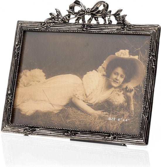 Antieke fotolijst Strik Liggend 9x13 Verzilverd