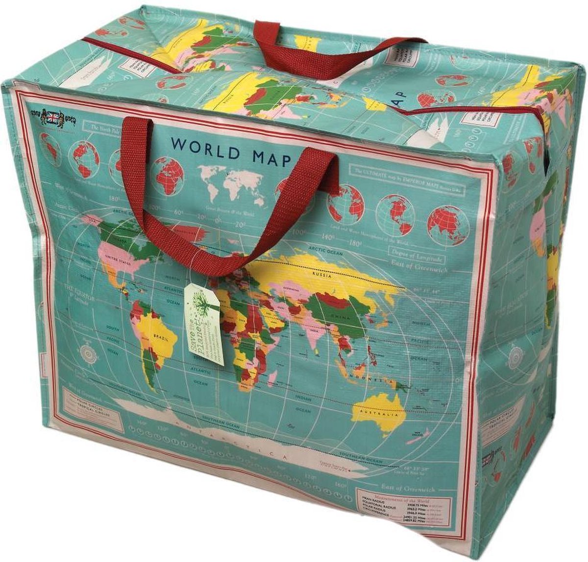 Vintage World Map - Reistas - XXL - Blauw