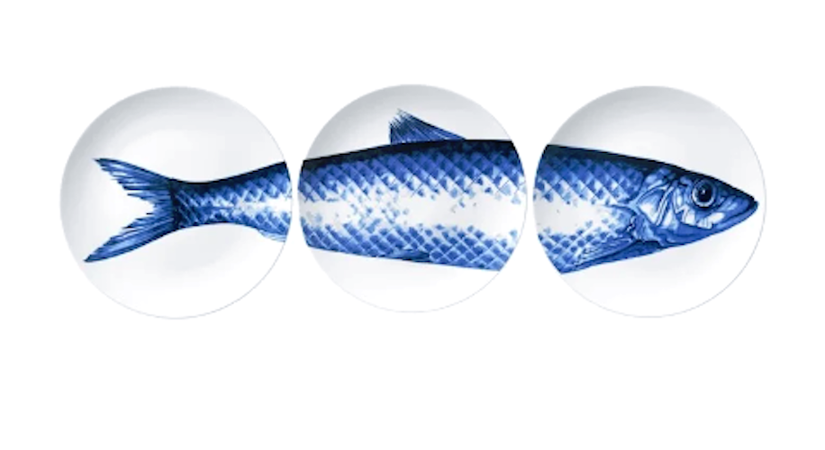 Borden met Vis (3 stuks) | Heinen Delfts Blauw | Design | Delfts Blauw | Wandbord |Wanddecoratie |