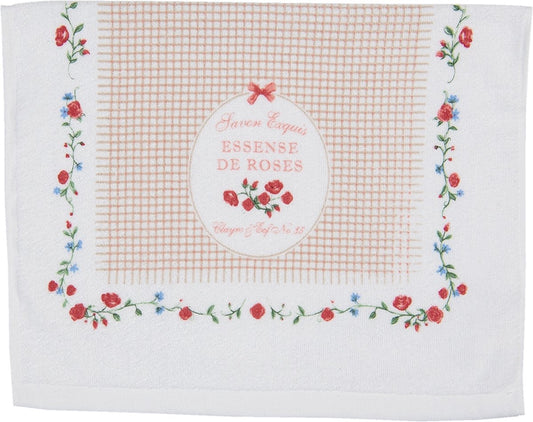Clayre & Eef Gastendoekje 40x66 cm Wit Groen Katoen Rozen Toilet handdoek Kleine handdoek Gastendoek
