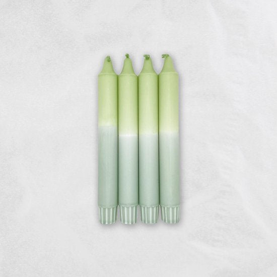 MingMing - Pistache x Eucalyptus - Dip Dye Kaarsen - set van 4 - handgemaakte kaarsen - dinerkaarsen