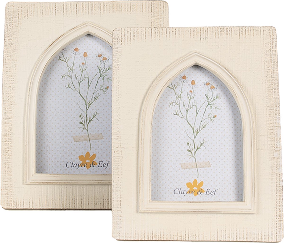 Clayre & Eef Fotolijst 13x18 cm Beige Kunststof Glas Rechthoek Fotokader