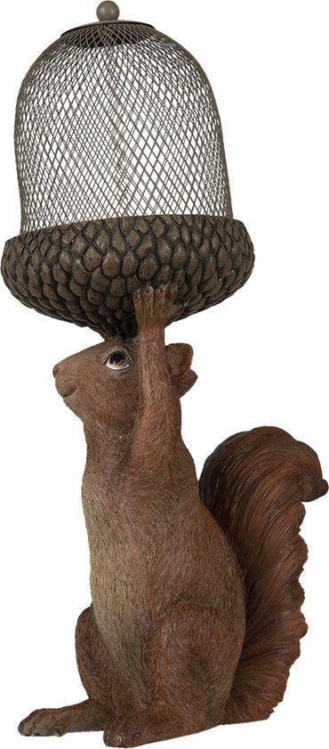 Clayre & Eef Beeld  Eekhoorn 23*15*42 cm Bruin Kunststof Woonaccessoires beeld decoratie  Decoratieve Accessoires