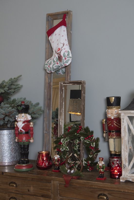 Clayre & Eef Haak Kerstsok Gewei 18*24*15 cm Rood Bruin Kunststof