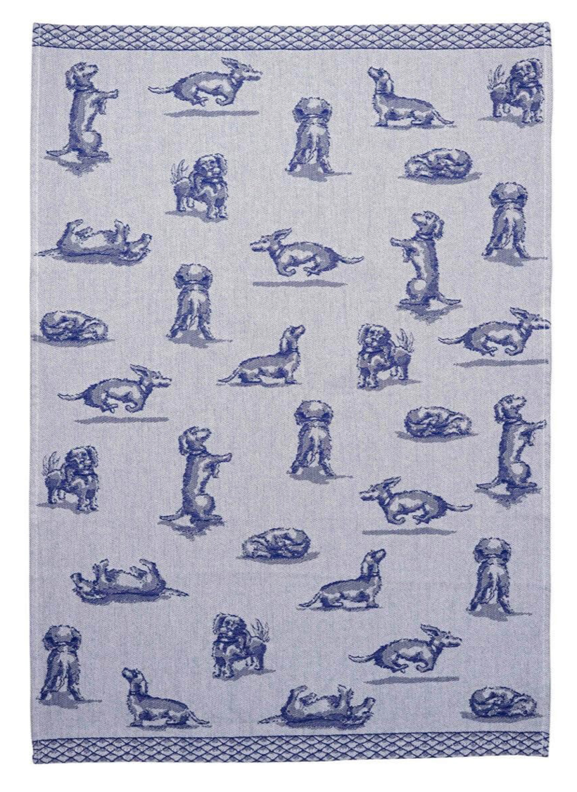 Heinen Delfts Blauw - Theedoek - Teckel Nhaan - Katoen - 50x70 cm