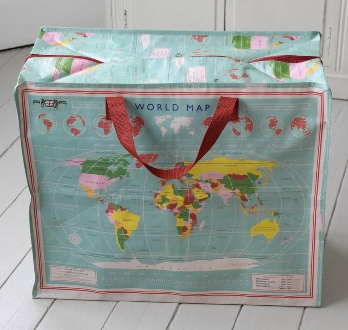 Vintage World Map - Reistas - XXL - Blauw