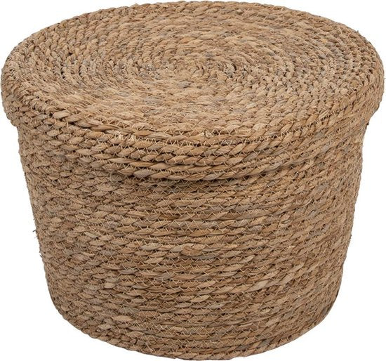 Clayre & Eef Opbergmanden Set van 3 Ø 37*27  cm Bruin Stro Rond Mand Opbergmand