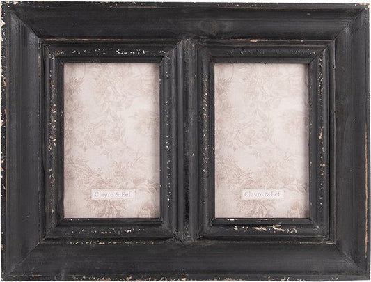 Clayre & Eef Fotolijst 10x15 cm (2) Zwart Hout Rechthoek Fotokader Wissellijst Foto Frame